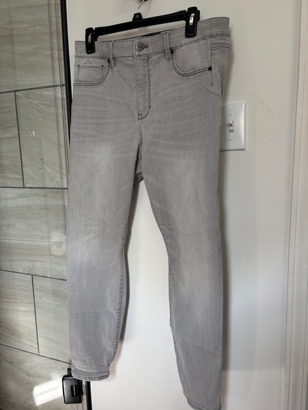 White House Black Market Light Gray Slim Straight Jeans